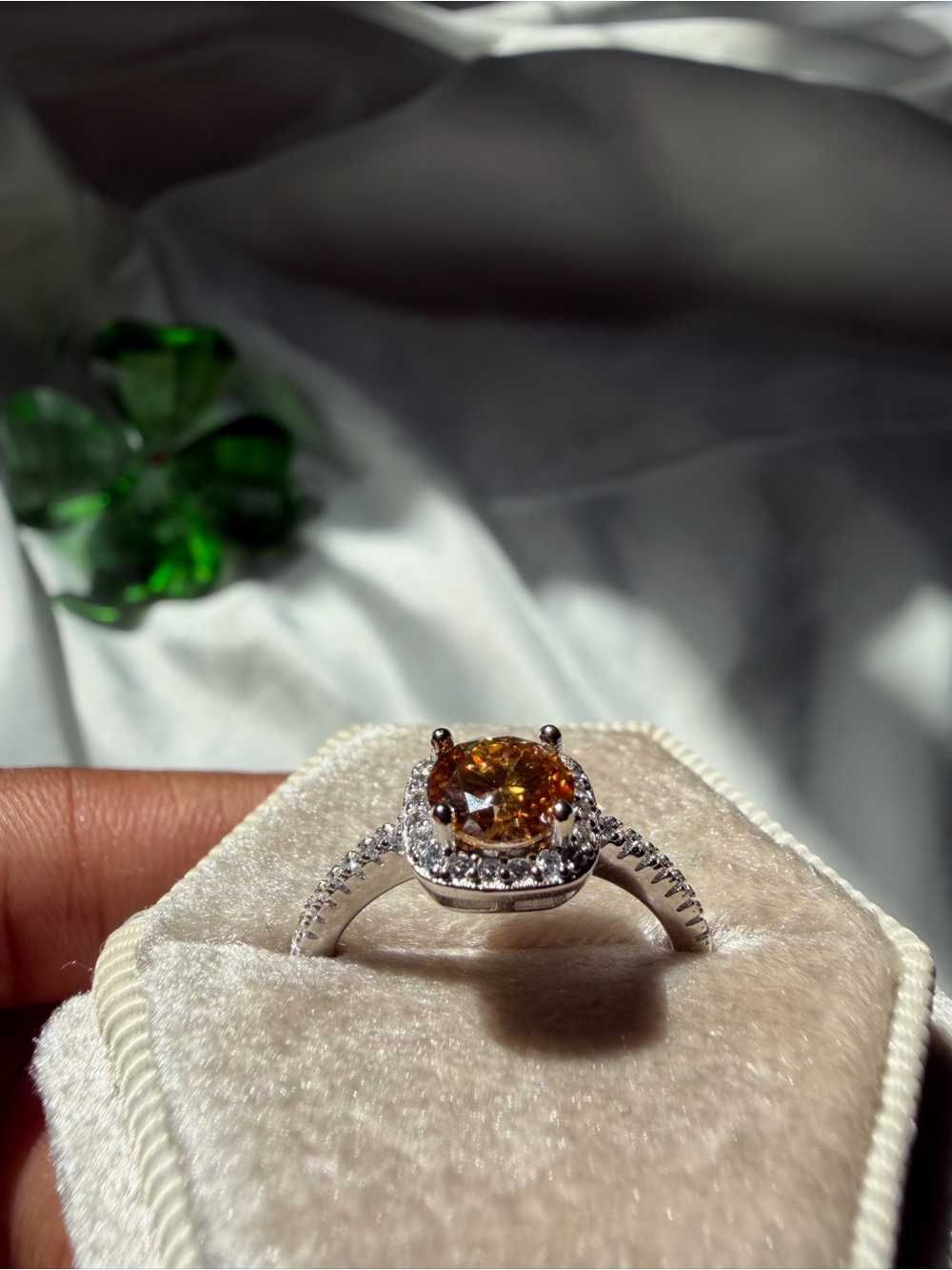 1 CT Champagne-Gold Moissanite Ring | 925 Sterling Silver | Size 7 | NEW